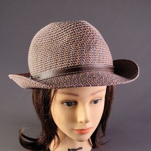 Multicolor Woven Papee Straw Hat with Brown Band And Buckle